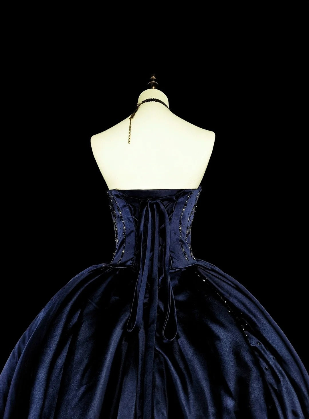 Vintage Ball Gown Sweetheart Navy Blue Tulle 80s Evening Gowns Formal Birthday Dress Long Prom Dresses N1755