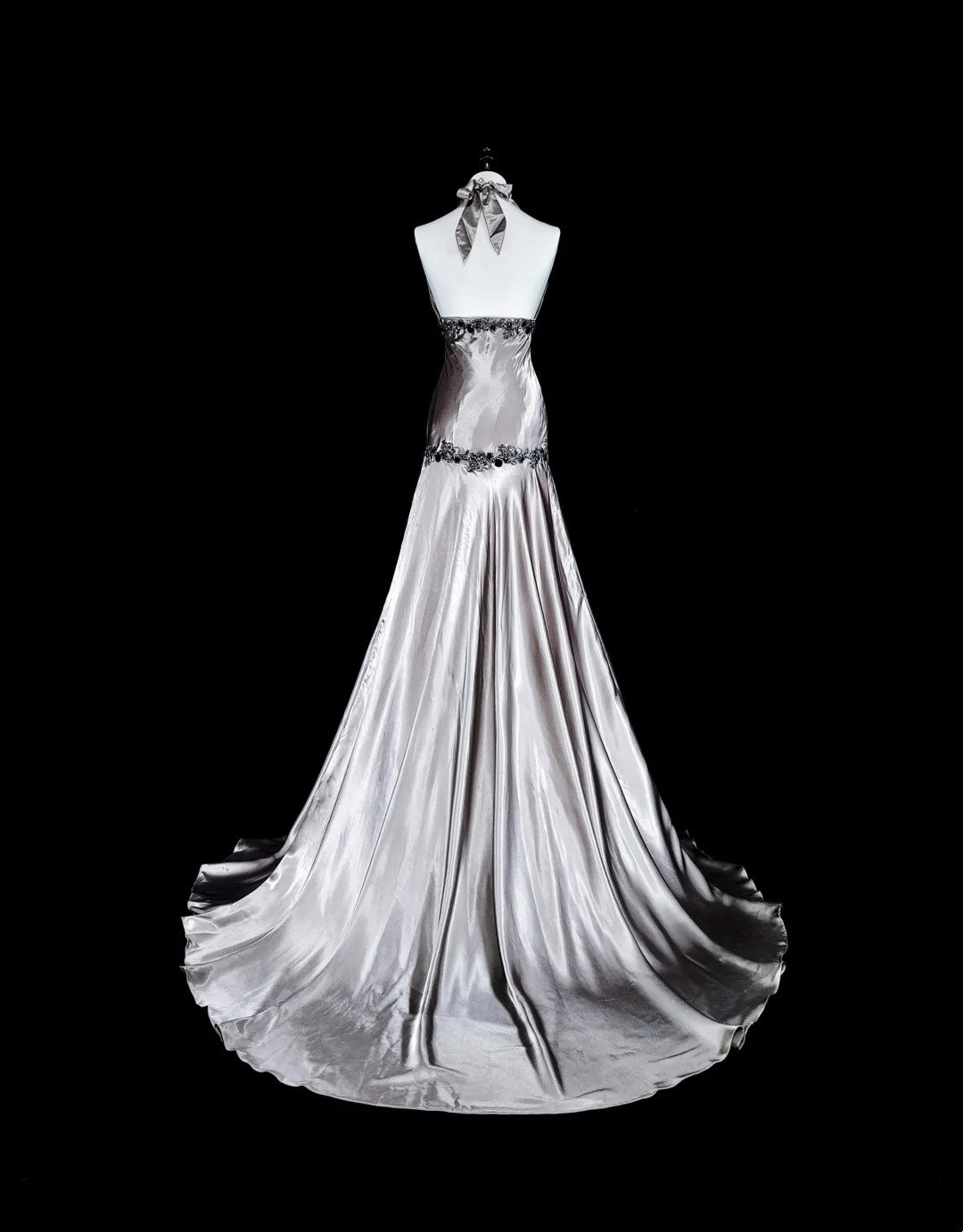 Vintage Prom Dresses Aesthetic Mermaid Halter Silver Grey Taffeta Classic Inspo Party Dress With Crystals Gem N2000