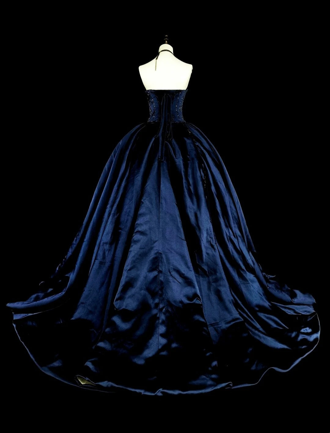 Vintage Ball Gown Sweetheart Navy Blue Tulle 80s Evening Gowns Formal Birthday Dress Long Prom Dresses N1755