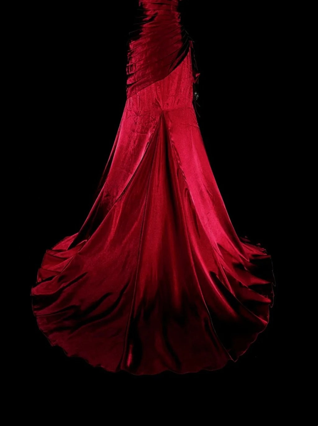Vintage Prom Dresses Mermaid One Shoulder Dark Burgundy Satin With Beading 1990s Long Formal Gown N2710