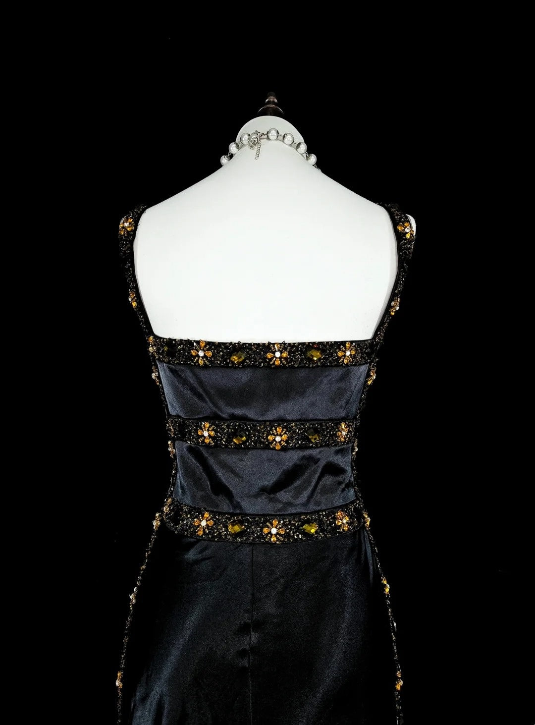 Vintage 1960s Mermaid Sweetheart Black With Straps Sleeveless Long Prom Formal Dresses N1591