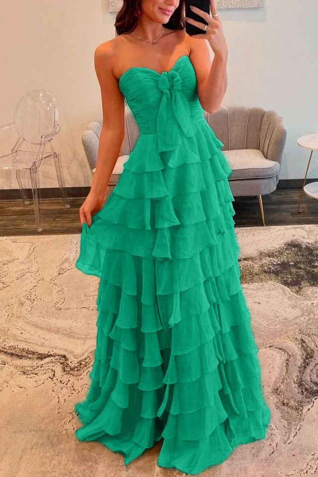 Chiffon Fuchsia Sweetheart Tiered Ruffles Prom Dress with Multi Layers A line 2026 Formal Evening Gowns AB507