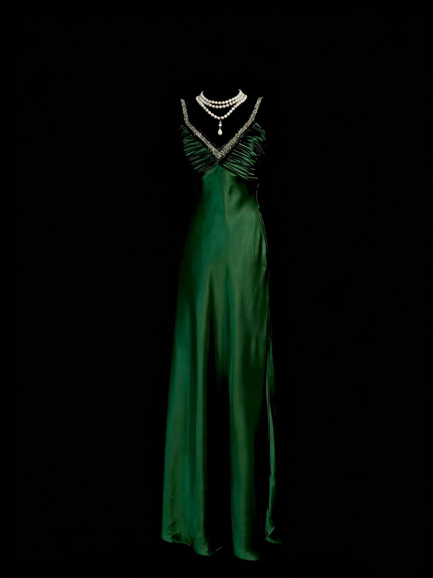 Vintage A Line V Neck Dark Green Satin Senior 80s Prom Dresses High School Long Formal Dress N1329