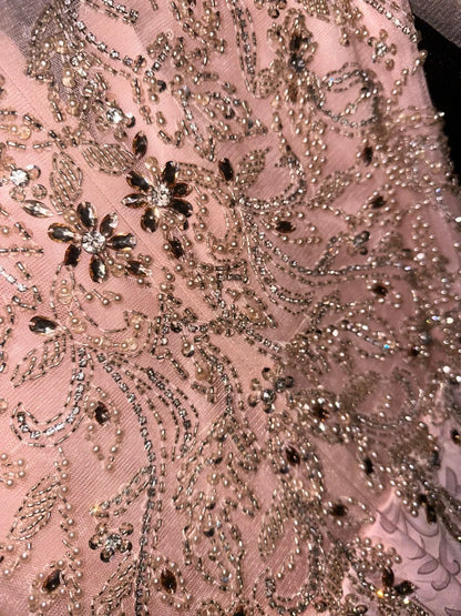Luxurious Mermaid High Neck Lace Pink With Long Sleeves School Dances Prom Dresses 8th Grade Formal Outfits Evening Gown RB8428