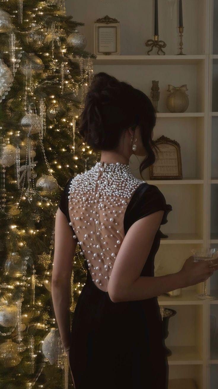 Black Velvet Evening Dress With Pearl Embellishments Party Dress Birthday Prom Dress AB1634