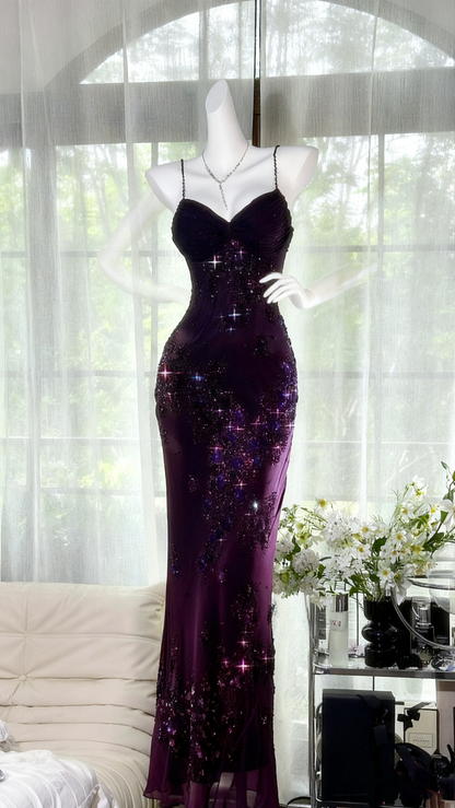 Vintage Mermaid Spaghetti Straps Royal Blue Chiffon Long 1950s Retro Classy Prom Dresses Party Dress 21st Birthday Outfits Graduation Dress B634