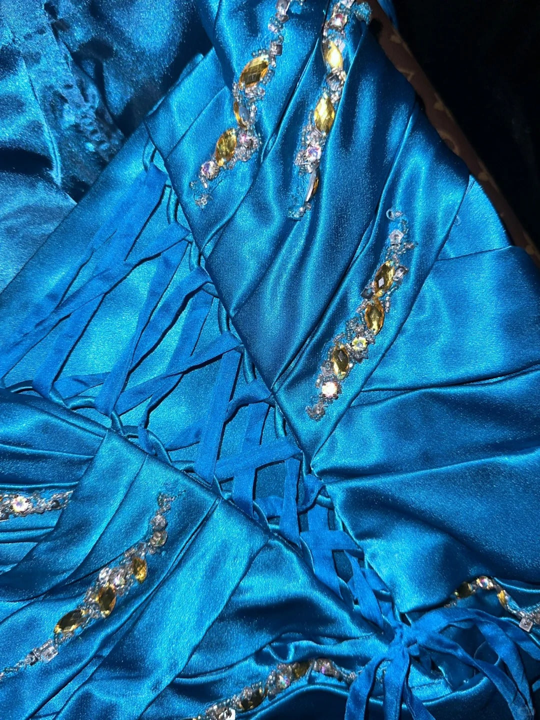 Sophisticated Mermaid Strapless Royal Blue Satin With Ruffled School Dances Prom Dresses 8th Grade Formal Outfits Evening Gown RB8429