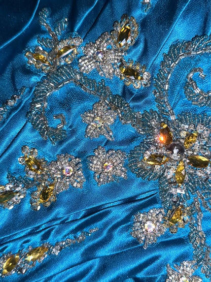 Sophisticated Mermaid Strapless Royal Blue Satin With Ruffled School Dances Prom Dresses 8th Grade Formal Outfits Evening Gown RB8429