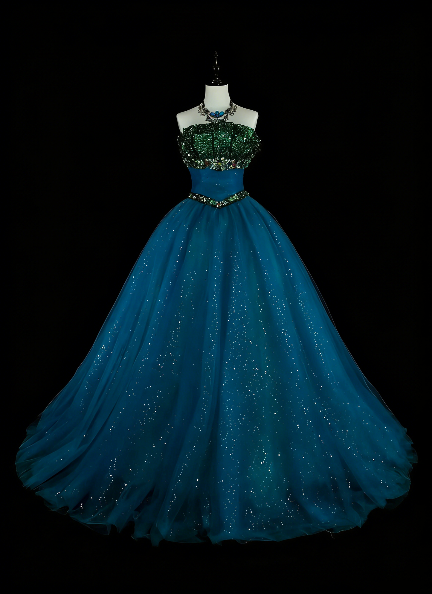 Vintage Ball Gown Strapless Blue Tulle Sweet 16 Dresses Quinceanera Dress Long 15 Vestidos De Fiesta N1478