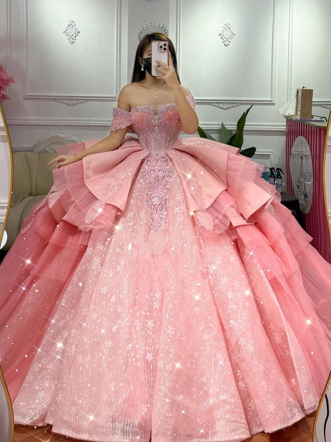 Pink Ball Gown | Elegant Luxury Dress & Chic Fashion Off The Shoulder Quince Dress Quinceanera Dresses Birthday Outfits RB8226