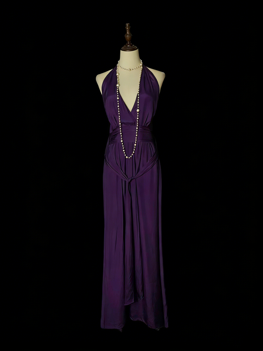 Simple A Line V Neck Purple Senior 80s Prom Dresses High School Long Formal Dress N1330