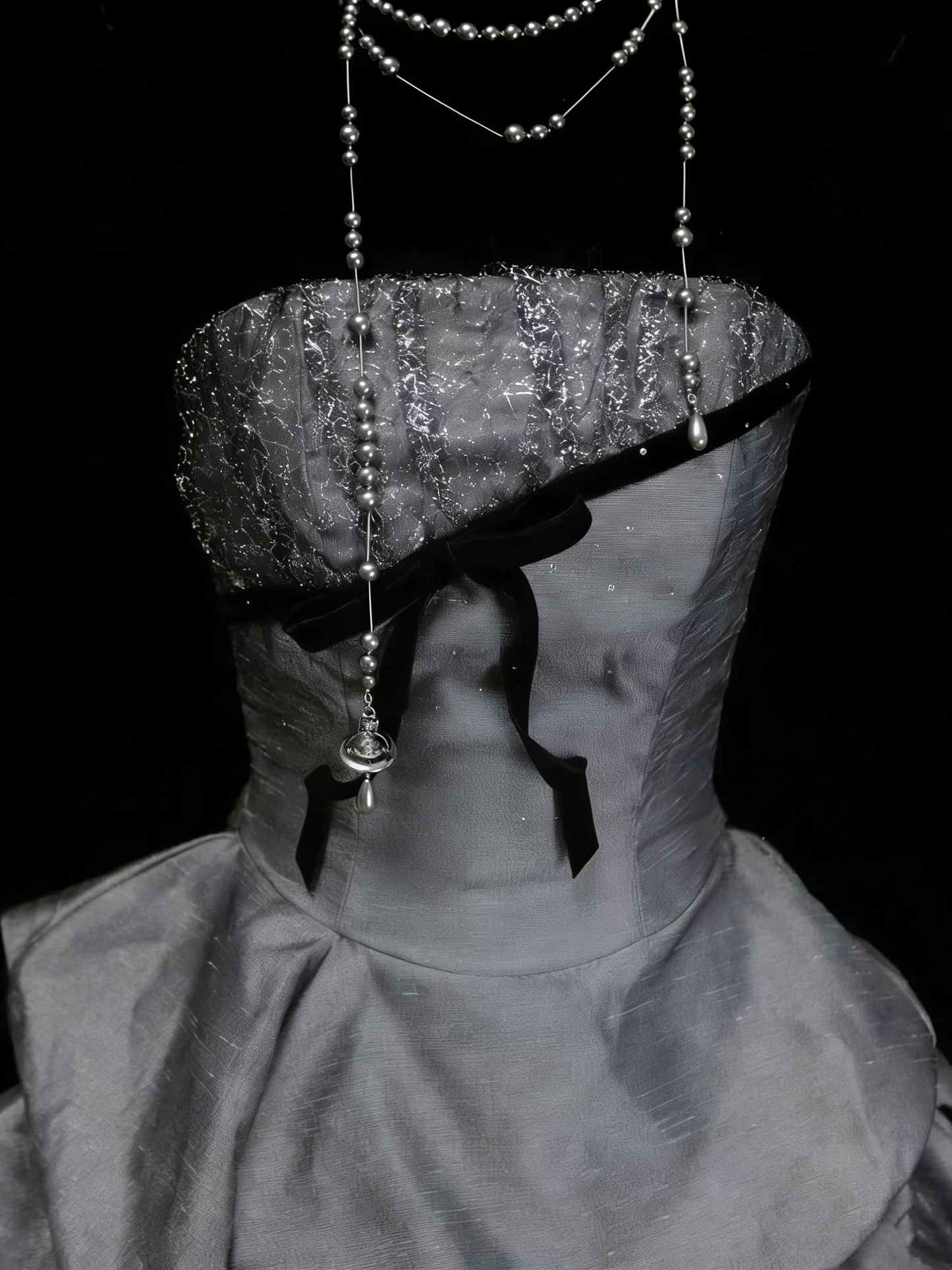 Sweet Ball Gown Strapless Gray Satin With Tiered Layers Ruffles Long Party Gowns Prom Dresses N2235