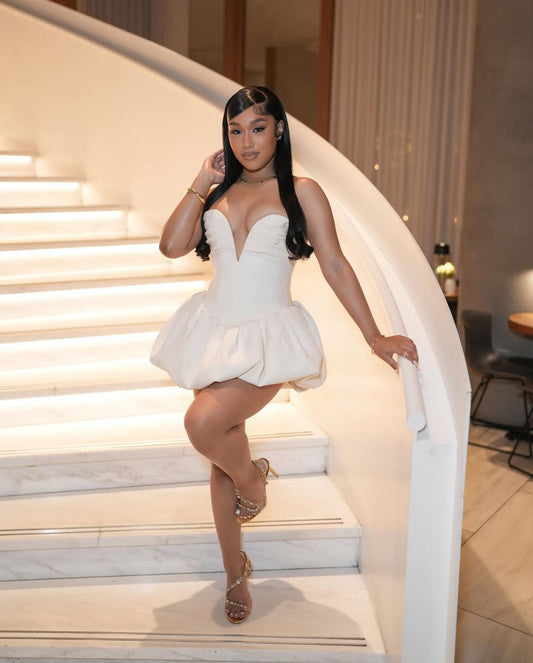 Refined Ball Gown Sweetheart White Satin For Black Girls Party Short Mini 18th Birthday Dresses Hoco Outfit RB3771