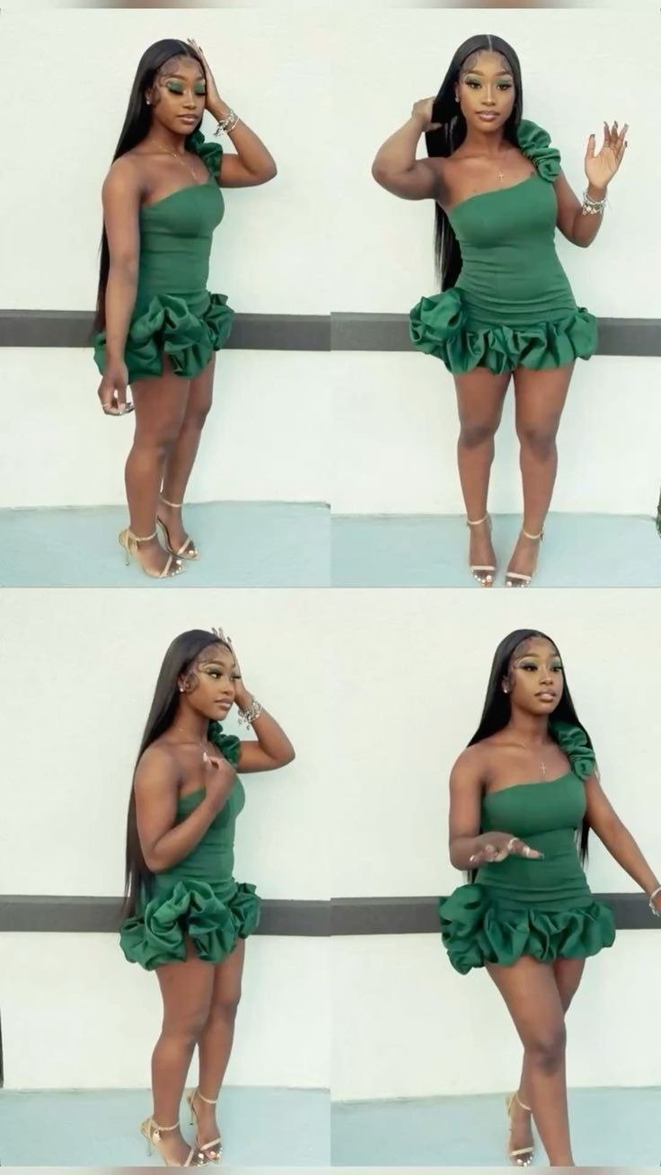 Elegant Sheath Tight Bodycon Green Satin For Black Girl Short Inspo Hoco Dress Ideas Homecoming Dresses RB4066