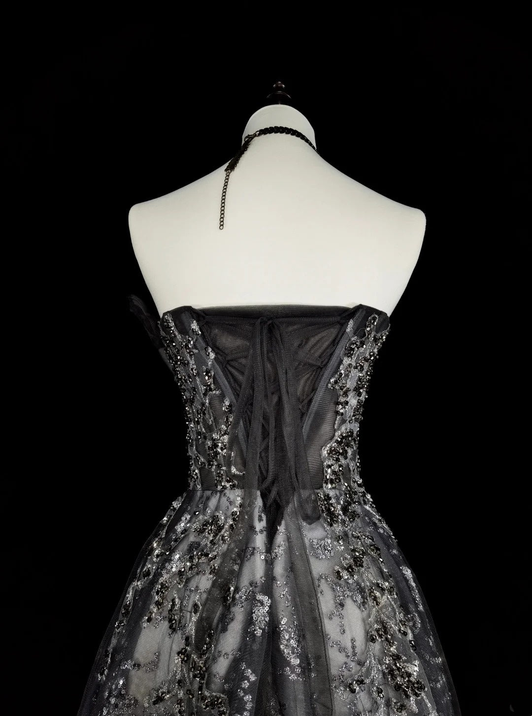 Vintage Prom Dresses Aesthetic 1960s Retro Ball Gown Grey Sequins Long Party Dress N2147