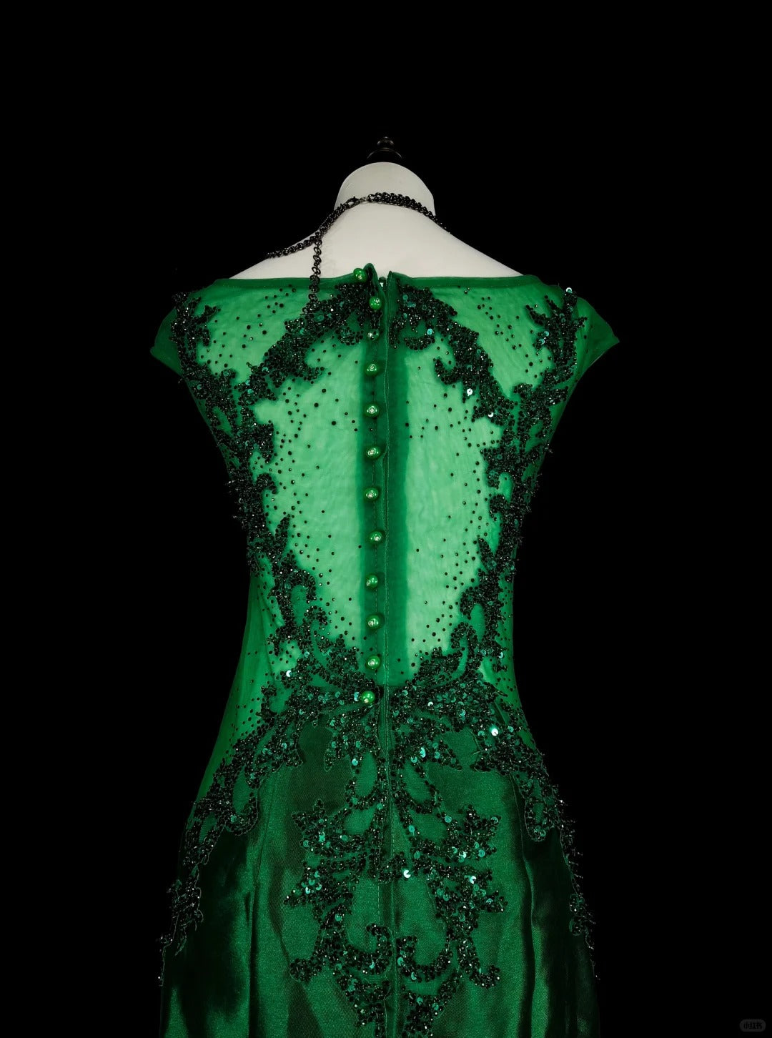 Vintage Prom Dresses Mermaid Scoop Dark Green Satin With Beading 1980s Long Formal Gown N2705