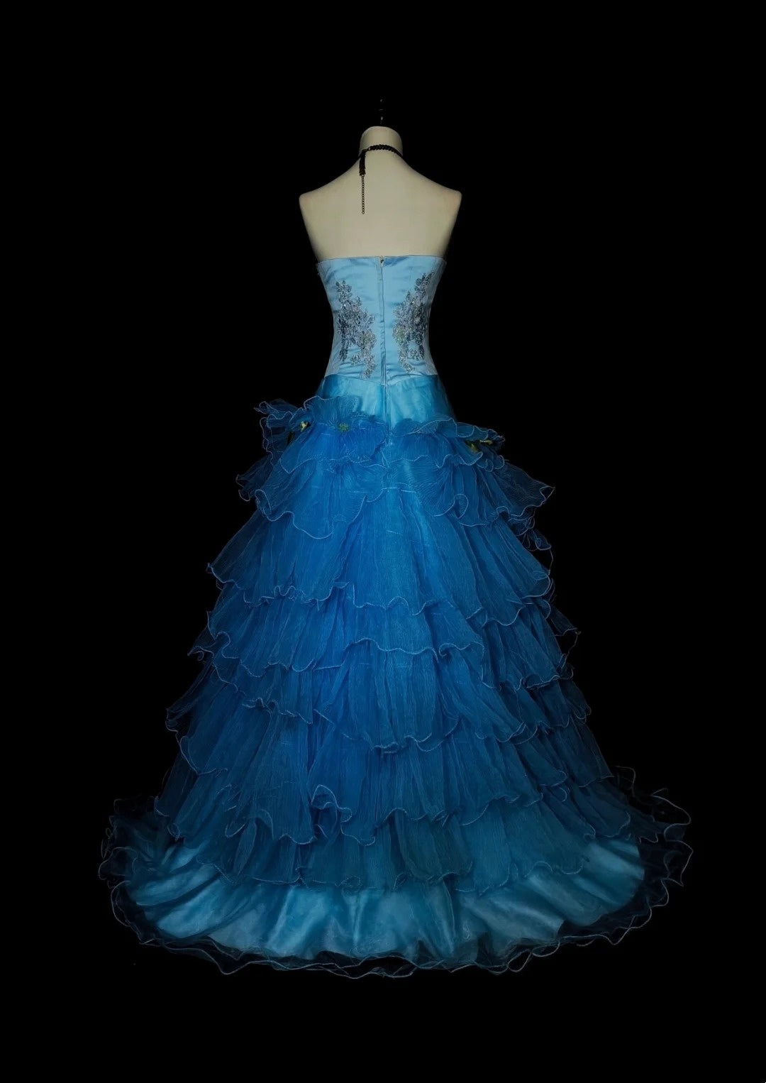 Vintage Mermaid Strapless Blue With Beads Sleeveless 80s Prom Dresses Long Formal Party Gown N1483