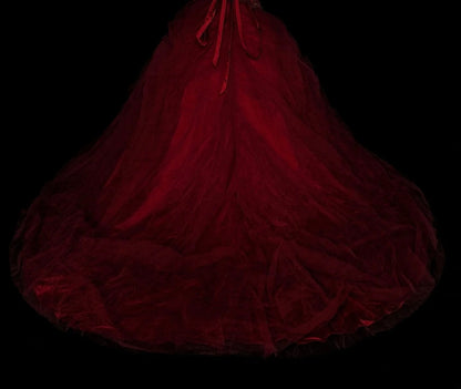 Vintage Ball Gown Halter Burgundy Tulle Sweet 16 Dresses Quinceanera Dress Long 15 Vestidos De Fiesta N1480