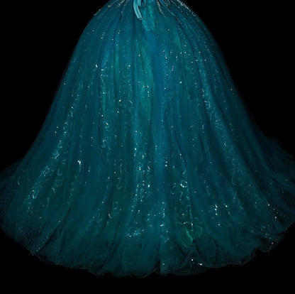 Vintage Ball Gown One Shoulder Blue Tulle Sweet 16 Dresses Quinceanera Dress Long 15 Vestidos De Fiesta N1481
