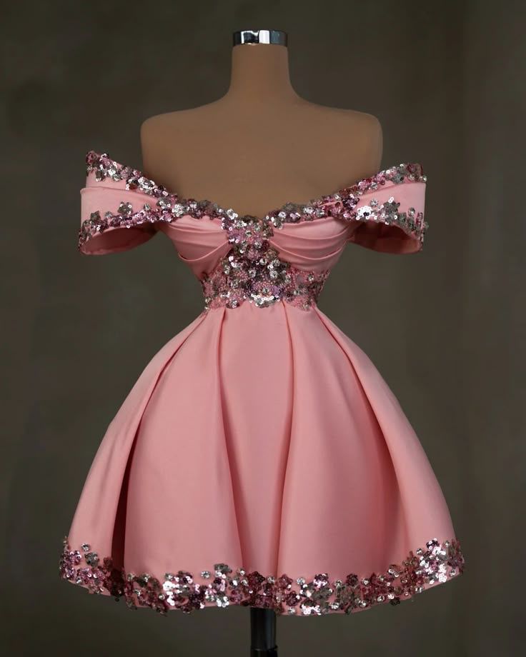 Fancy Ball Gown Off The Shoulder Pink For Black Girls Mini Short Hoco Party Birthday Dress Ideas Homecoming Dresses RB4108