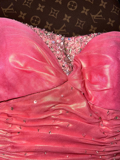 Romantic A line Sweetheart Pink Tulle With Beading High School Dances Prom Dresses 8th Grade Formal Outfits Evening Gown RB8431