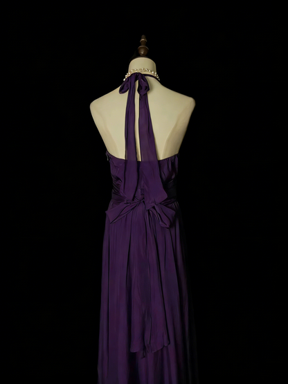 Simple A Line V Neck Purple Senior 80s Prom Dresses High School Long Formal Dress N1330