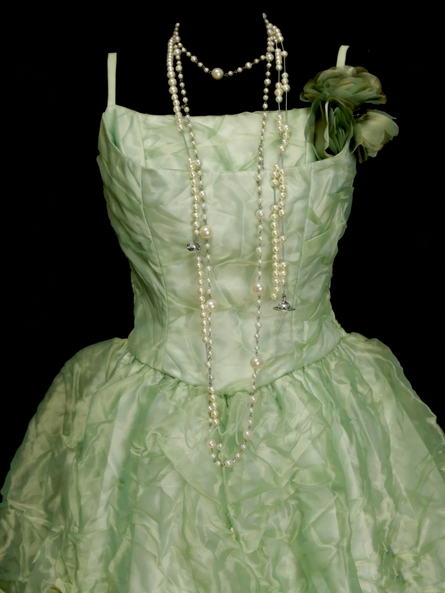 Modest Night Aesthetic Ball Gown Spaghetti Straps Mint Green College Formal Outfit Long Prom Graduation Dresses For Teens N1158