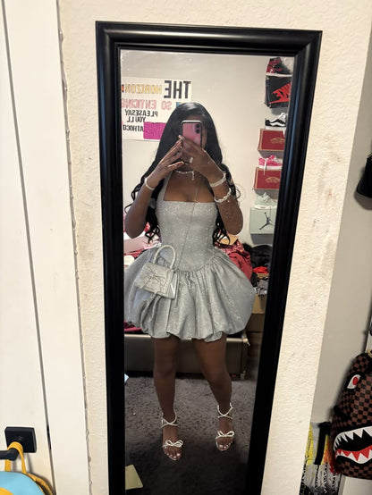 Sparkly Short Homecoming Dresses Ball Gown Halter Sequin Mini Graduation Cocktail Graduation Outfit RB6735
