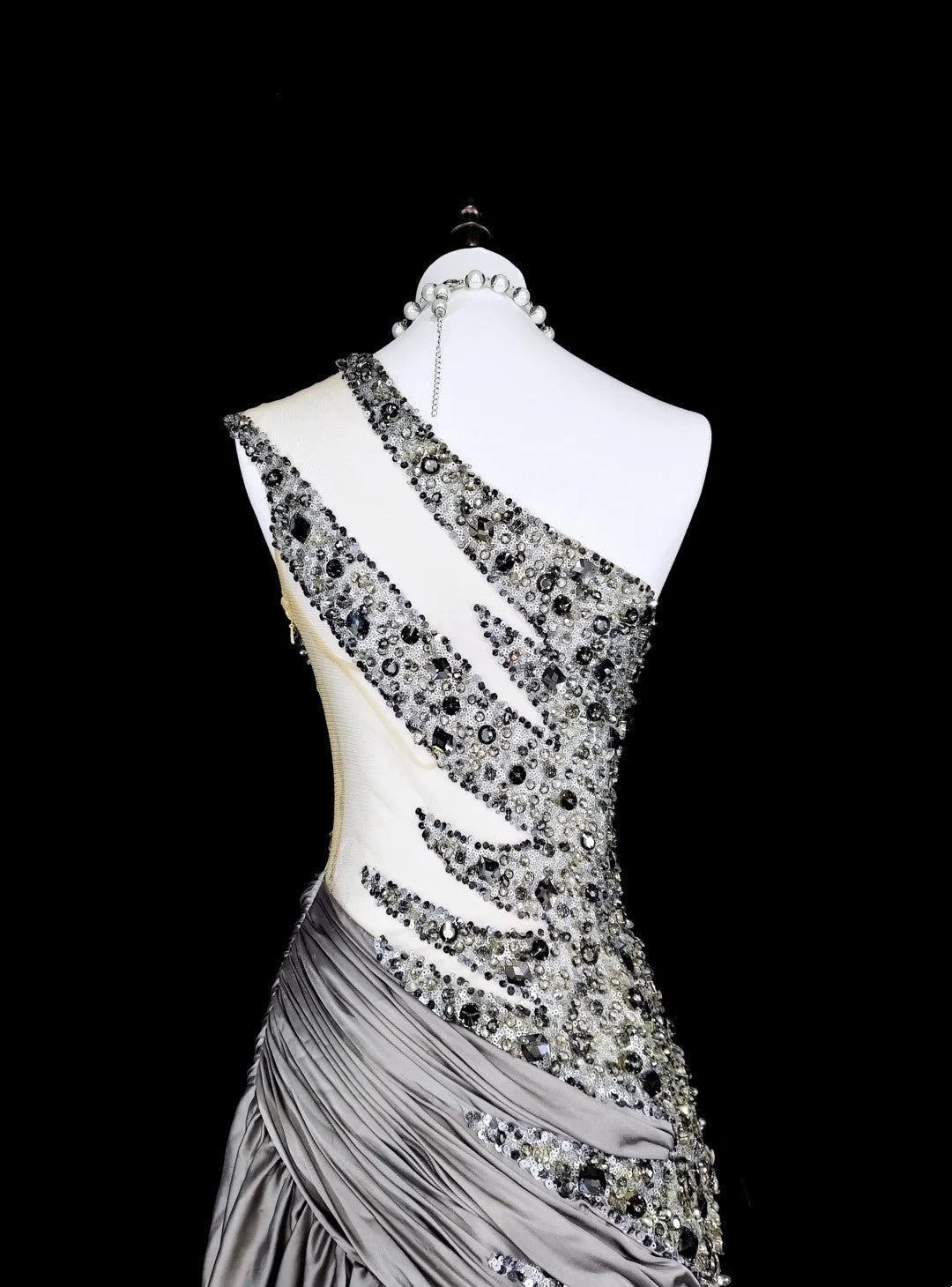 Vintage Prom Dresses Aesthetic Mermaid One Shoulder Grey Taffeta Classic Inspo With Crystals Gem Dress N1999