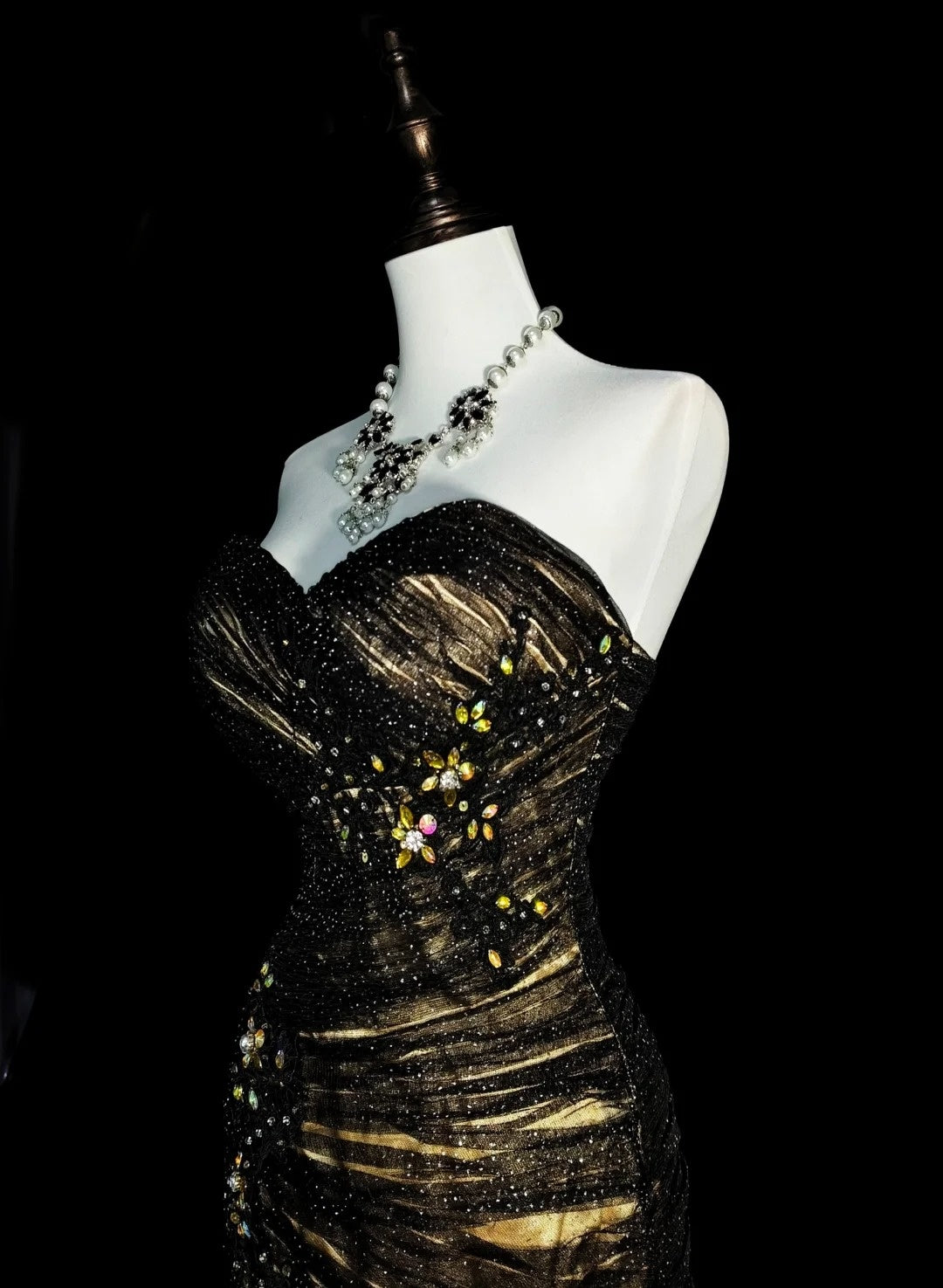 Vintage Mermaid Sweetheart Black Tulle Sleeveless 80s Prom Dresses Long Formal Party Gown N1488