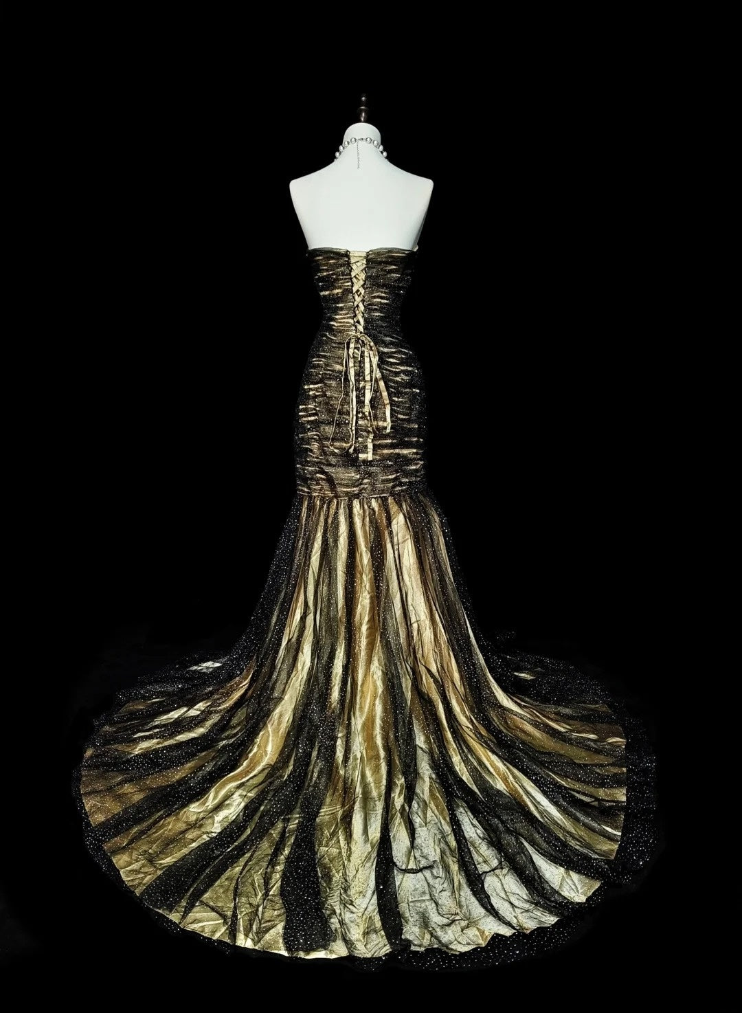 Vintage Mermaid Sweetheart Black Tulle Sleeveless 80s Prom Dresses Long Formal Party Gown N1488