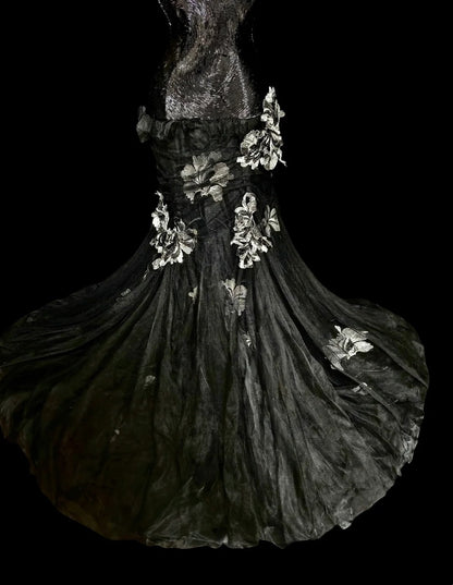 Vintage Prom Dresses Aesthetic 1960s Retro Mermaid Halter Black Lace Long Formal Dress N2148