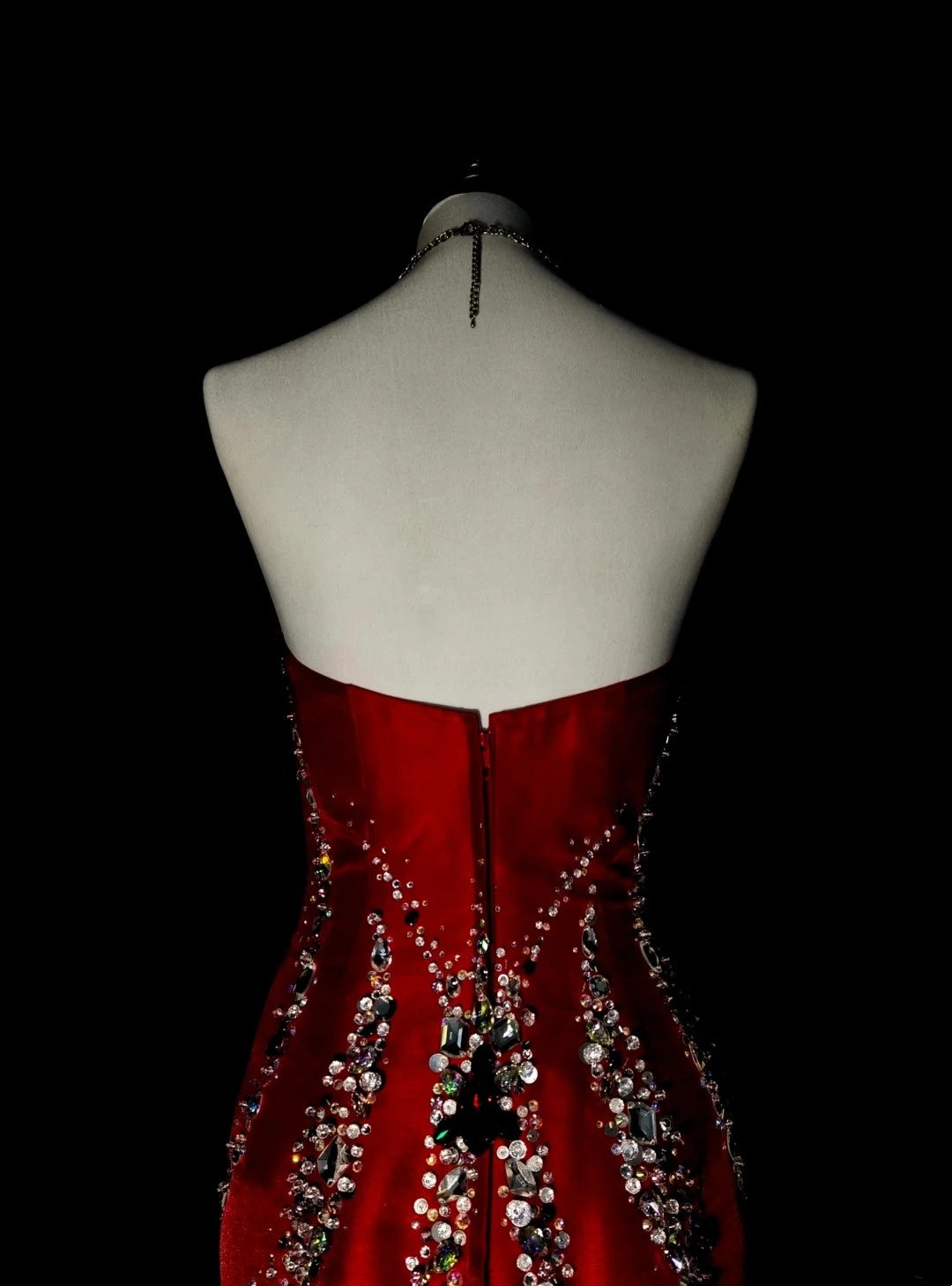 Retro Mermaid Sweetheart Red Satin With Beaded Sleeveless 70s Prom Dresses Long Formal Party Gowns N1492