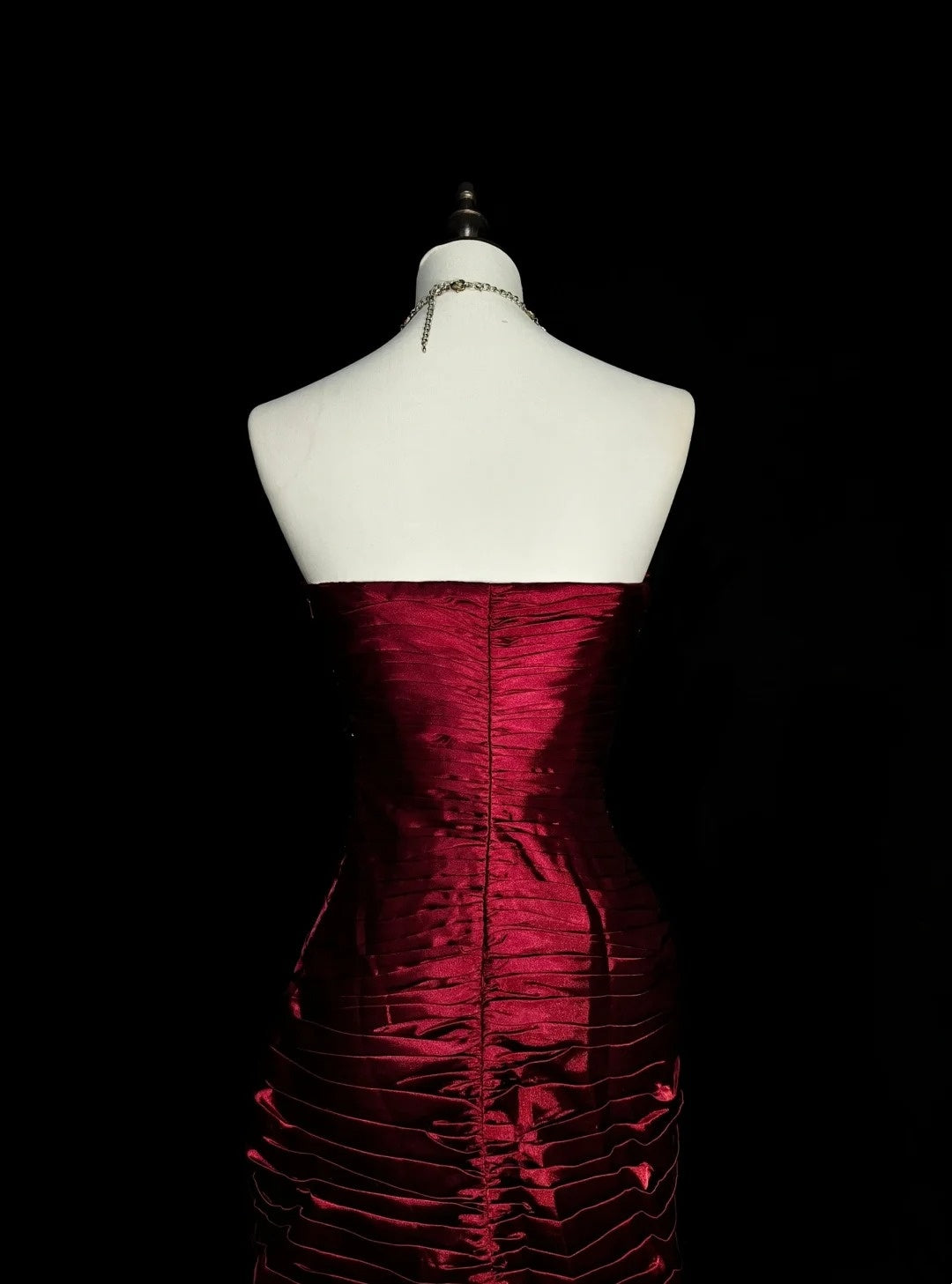 Retro Mermaid Sweetheart Wine Red Burgundy Satin With Beaded Sleeveless 70s Prom Dresses Long Formal Party Gowns N1493