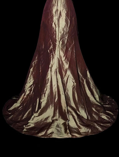 Vintage Mermaid Strapless Brown Beaded Sleeveless 80s Prom Dresses Long Formal Party Gown N1490