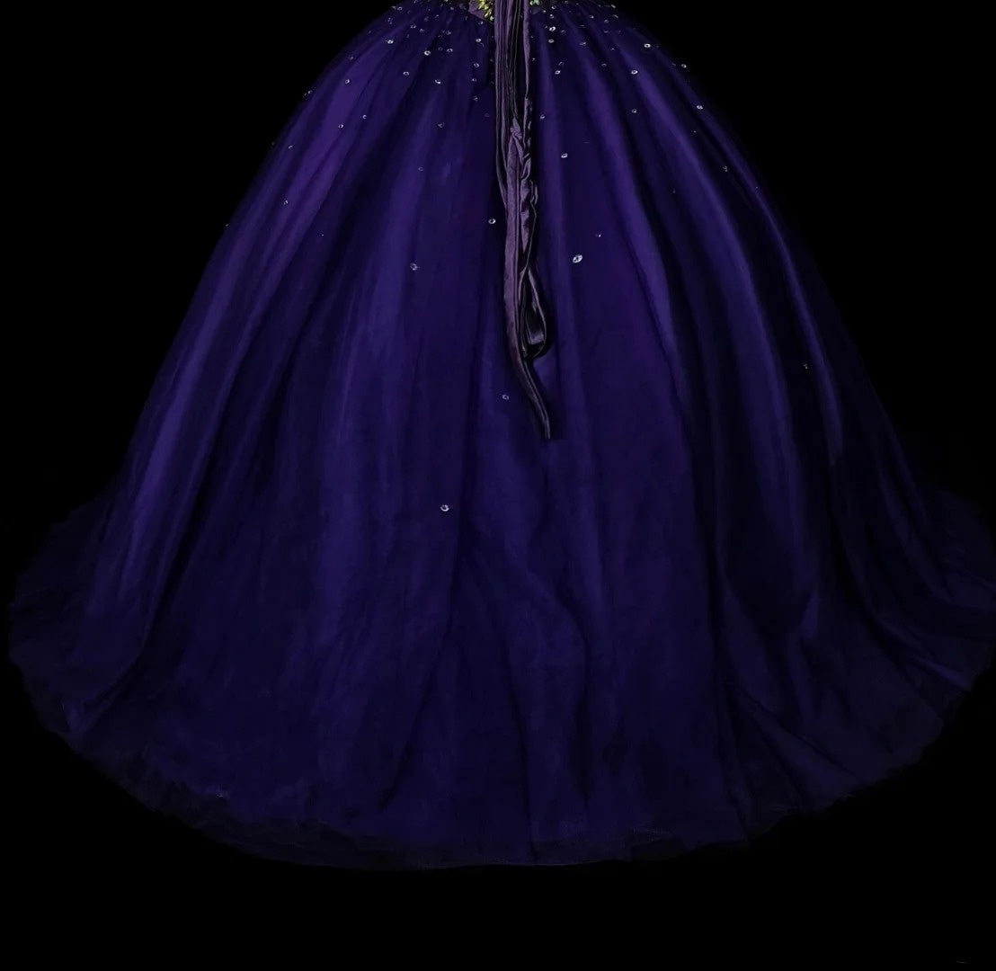 Vintage Ball Gown Sweetheart Purple Tulle Sweet 16 Dresses Quinceanera Dress Long 15 Vestidos De Fiesta N1495
