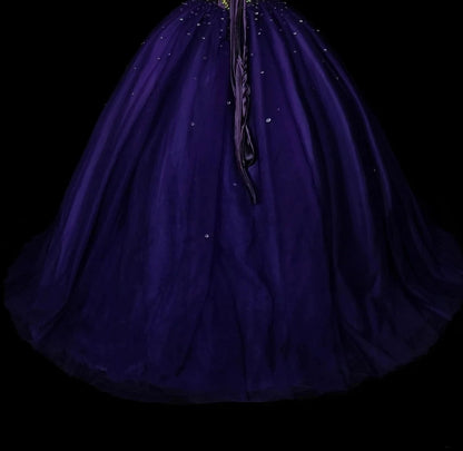 Vintage Ball Gown Sweetheart Purple Tulle Sweet 16 Dresses Quinceanera Dress Long 15 Vestidos De Fiesta N1495