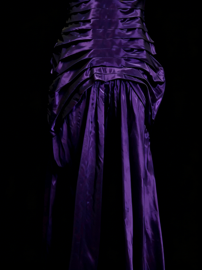 Vintage Prom Dresses Aesthetic 1960s Retro Purple Mermaid Pleated Long Party Dress N2139