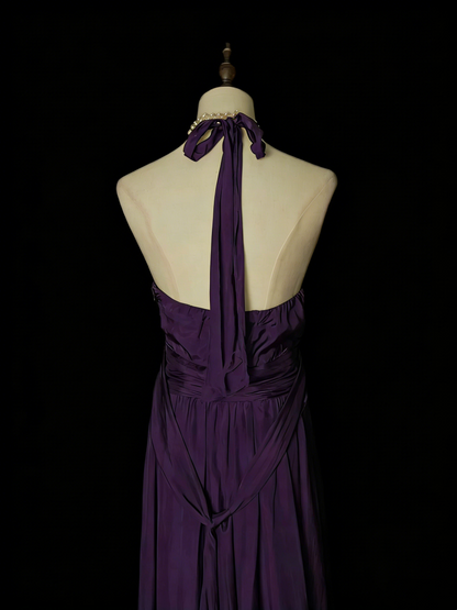 Simple A Line V Neck Purple Senior 80s Prom Dresses High School Long Formal Dress N1330