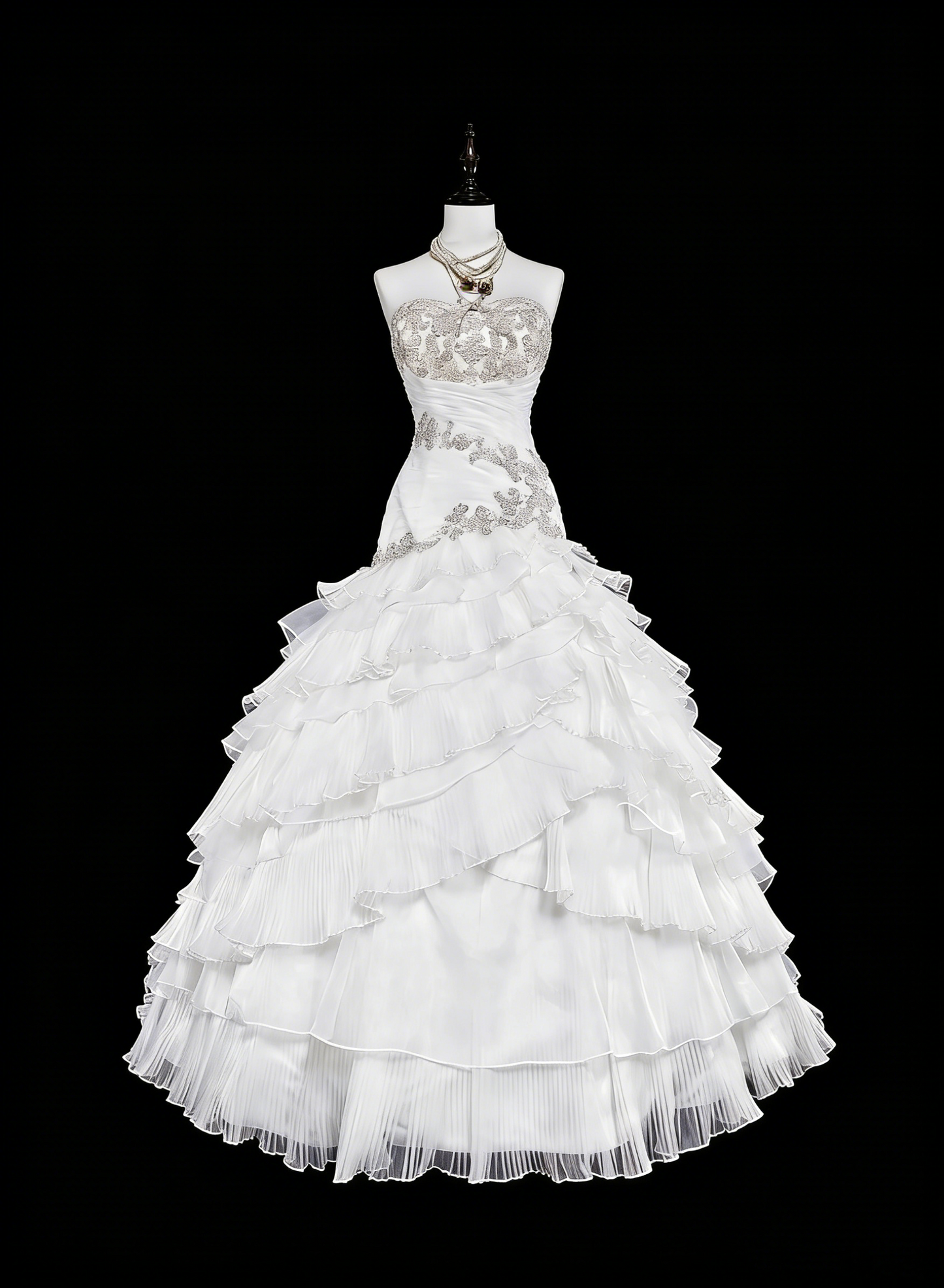 Unique Wedding Dresses Mermaid Strapless White With Ruffles Beaded Crystals Long Bridal Gown N3420