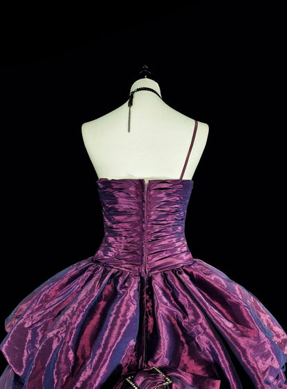 Cute Ball Gown Strapless Purple Taffeta Sweet 16 Dresses Quinceanera Dress N3414