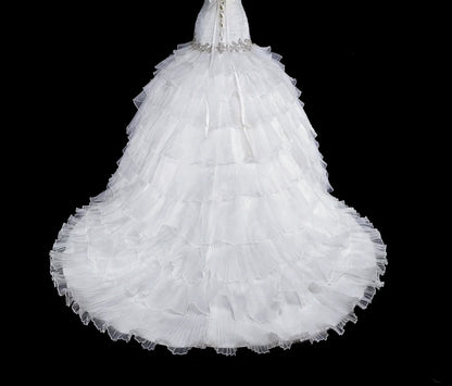 Unique Wedding Dresses Mermaid Strapless White With Ruffles Beaded Crystals Long Bridal Gown N3420