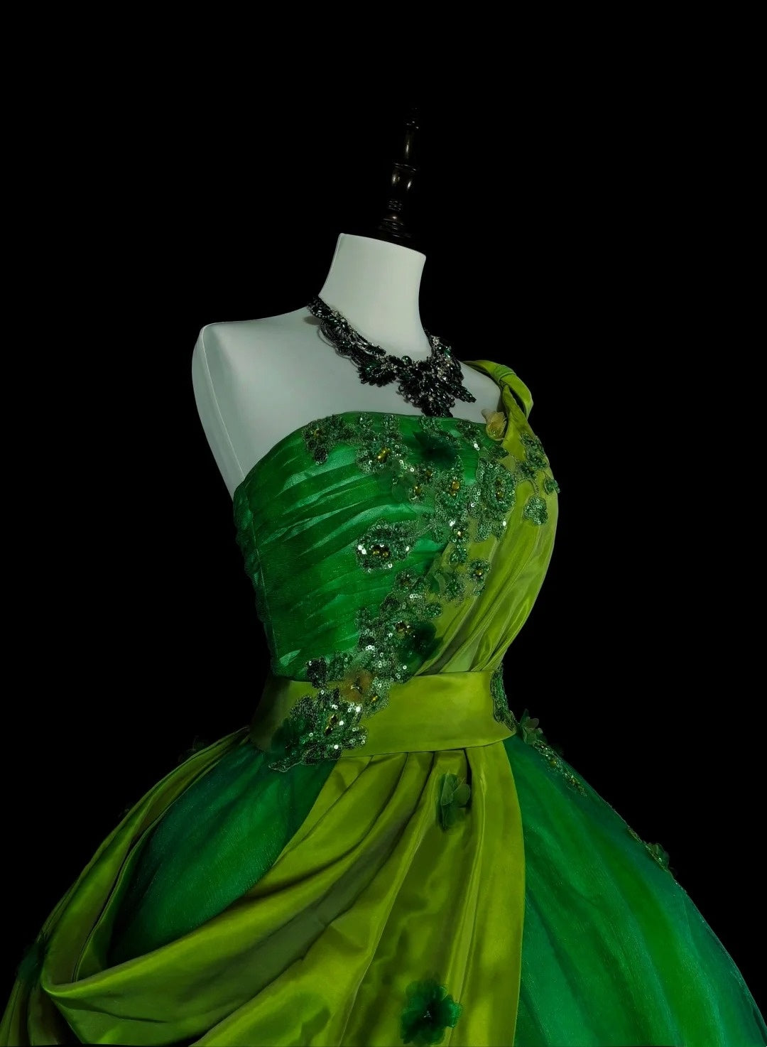 Vintage Ball Gown One Shoulder Green Tulle With Ruffles Sweet 16 Dresses Quinceanera Dress Long 15 Vestidos De Fiesta N1463