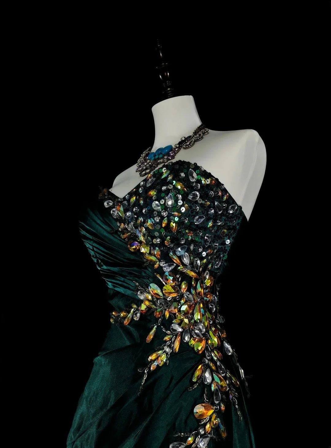 Vintage Mermaid Sweetheart Dark Green Satin Sleeveless 90s Prom Dresses Inspo Long Formal Party Gown N1498