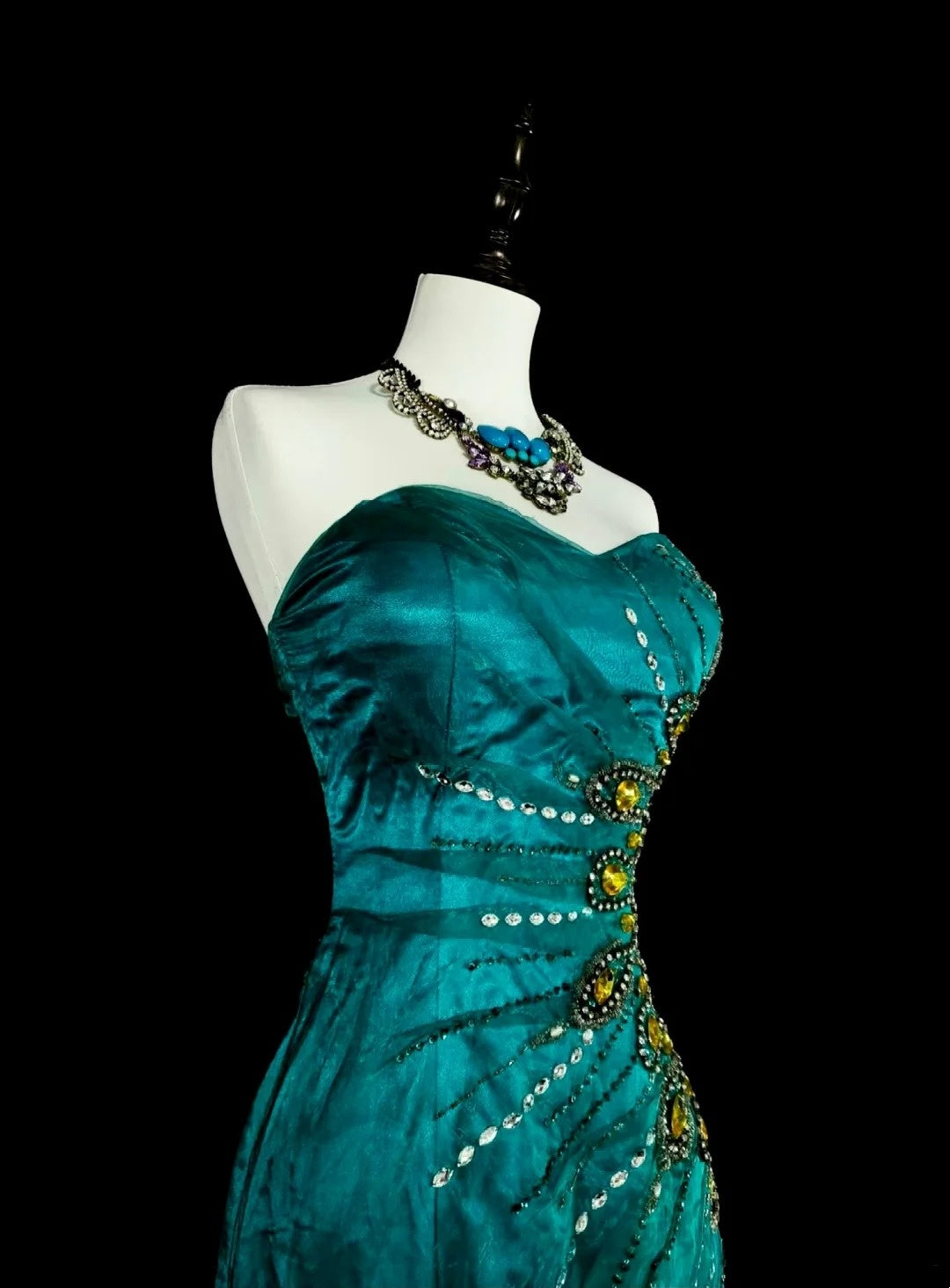Vintage Prom Dresses Aesthetic 1970s Retro Mermaid Green Satin Long Formal Dress N2150