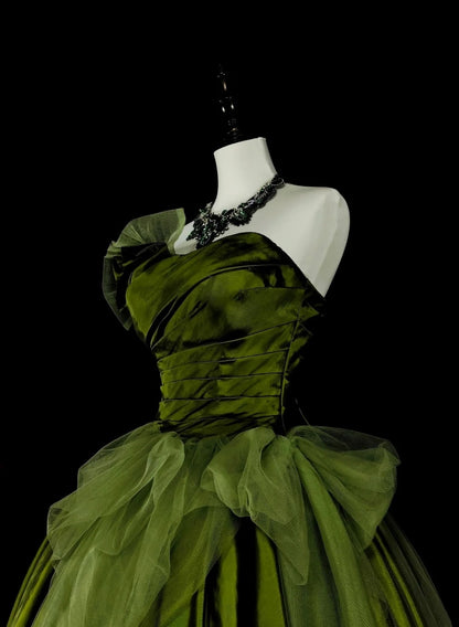 Vintage Ball Gown Sweetheart Olive Green Tulle Sweet 16 Dresses Quinceanera Dress Long 15 Vestidos De Fiesta N1464