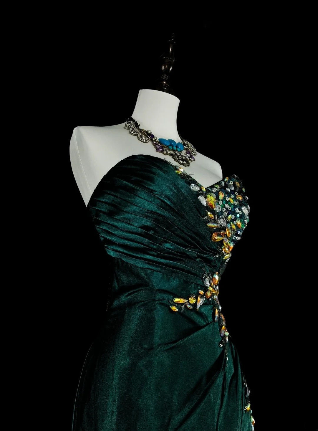 Vintage Mermaid Sweetheart Dark Green Satin Sleeveless 90s Prom Dresses Inspo Long Formal Party Gown N1498