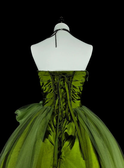 Vintage Ball Gown Sweetheart Olive Green Tulle Sweet 16 Dresses Quinceanera Dress Long 15 Vestidos De Fiesta N1464