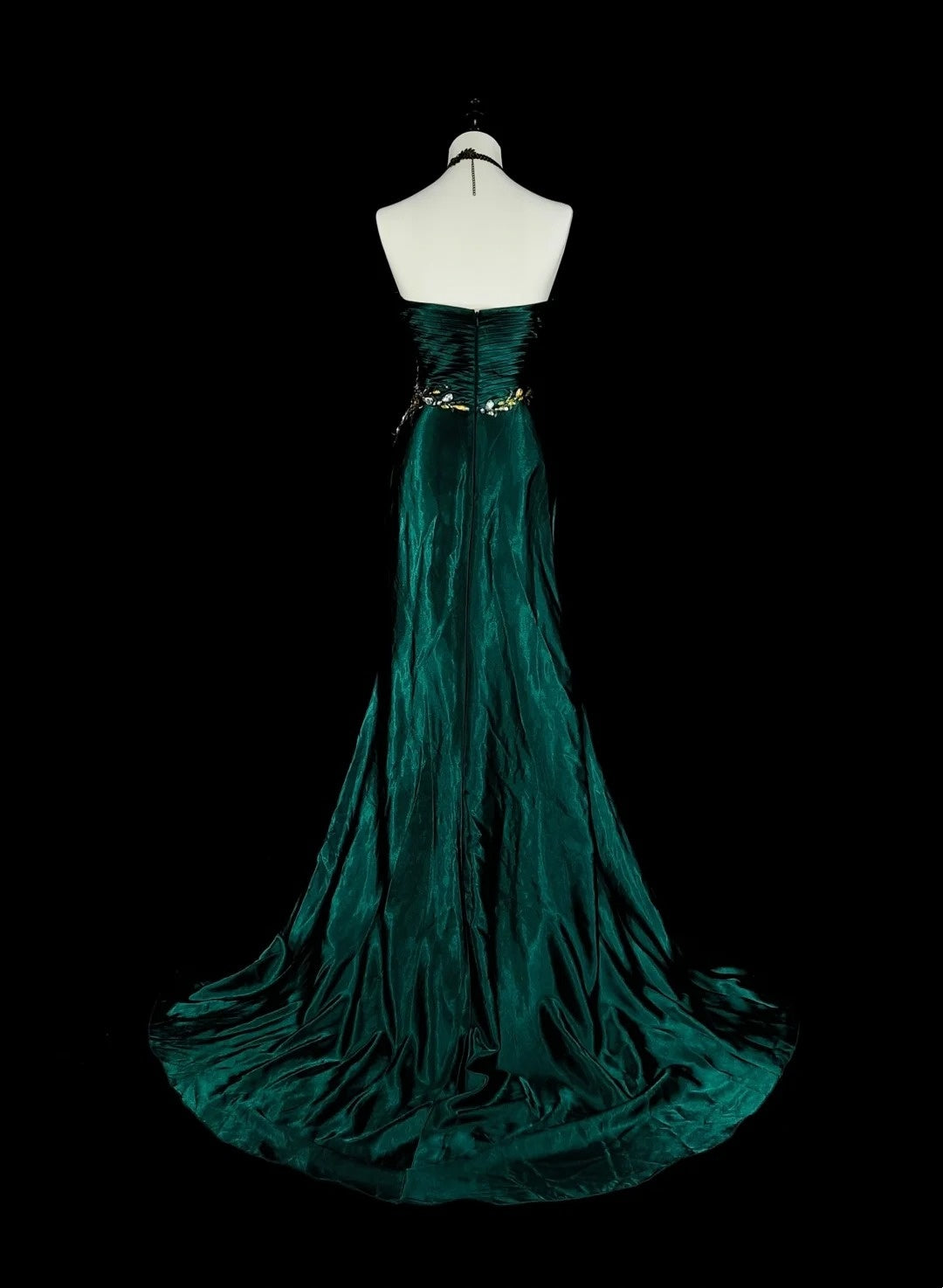 Vintage Mermaid Sweetheart Dark Green Satin Sleeveless 90s Prom Dresses Inspo Long Formal Party Gown N1498
