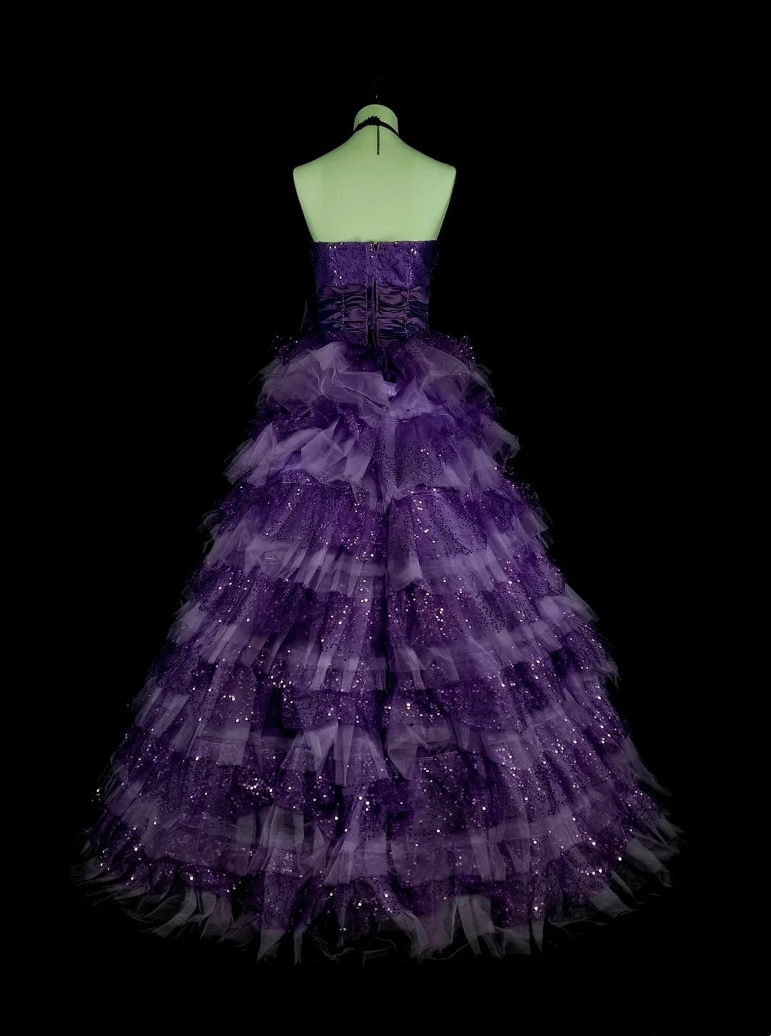 Vintage Ball Gown Strapless Purple Tulle Tiered Layers Sweet 16 Dresses Quinceanera Dress Long 15 Vestidos De Fiesta N1496
